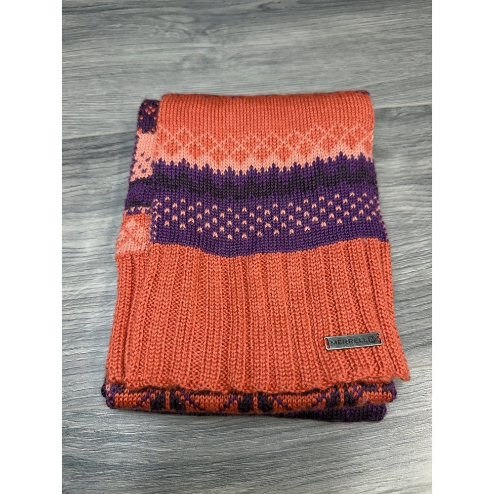 Merrell Knit Scarf Womens Acrylic Wool Pink Purple Orange One Size Winter Warm